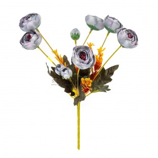 Buchet bujori artificiali gri lavandă 20 cm